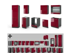 Mueble de cocina burdeos brillo intenso/antracita 300x46x81.6 fame-line