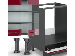 Mueble de cocina burdeos brillo intenso/antracita 300x46x81.6 fame-line