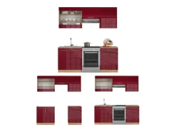 Mueble de cocina burdeos brillo intenso/roble dorado 200x60x81.6 fame-line
