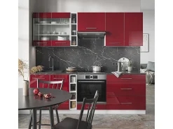 Mueble de cocina burdeos brillo intenso/blanco 235x60x81.6 fame-line
