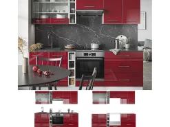 Mueble de cocina burdeos brillo intenso/blanco 235x60x81.6 fame-line