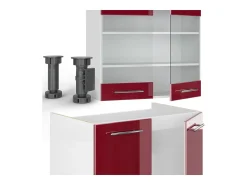 Mueble de cocina burdeos brillo intenso/blanco 200x60x81.6 fame-line