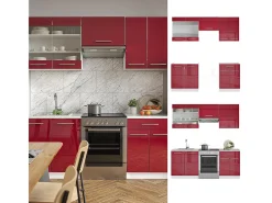 Mueble de cocina burdeos brillo intenso/blanco 200x60x81.6 fame-line