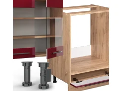 Mueble de cocina burdeos brillo intenso/roble dorado 300x60x81.6 fame-line