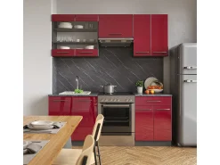 Mueble de cocina burdeos brillo intenso/antracita 200x60x81.6 fame-line