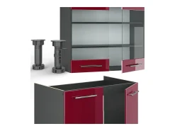 Mueble de cocina burdeos brillo intenso/antracita 200x60x81.6 fame-line