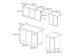 Mueble de cocina cachemira 240x60x81.6 r-line
