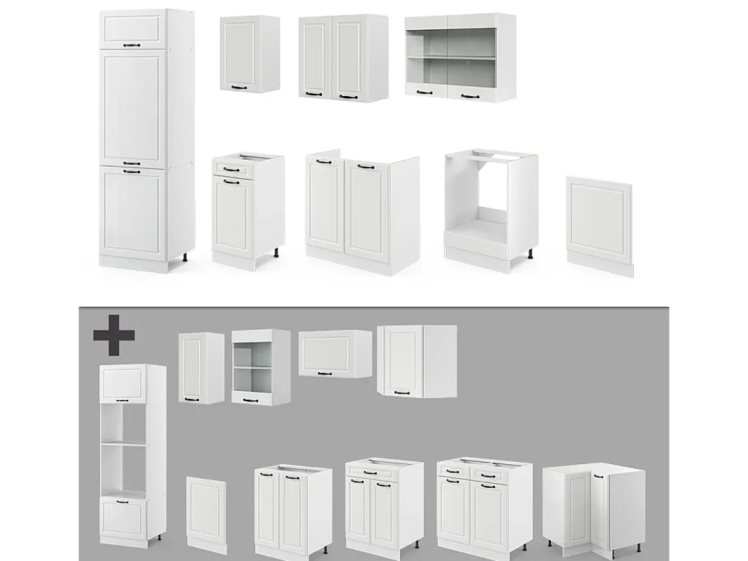 Mueble de cocina casa de campo blanca/blanca 300x60x81.6 r-line