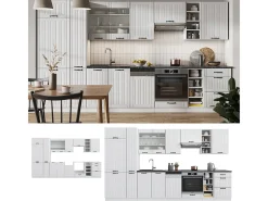 Mueble de cocina casa de campo blanca/blanca 355x60x81.6 fame-line