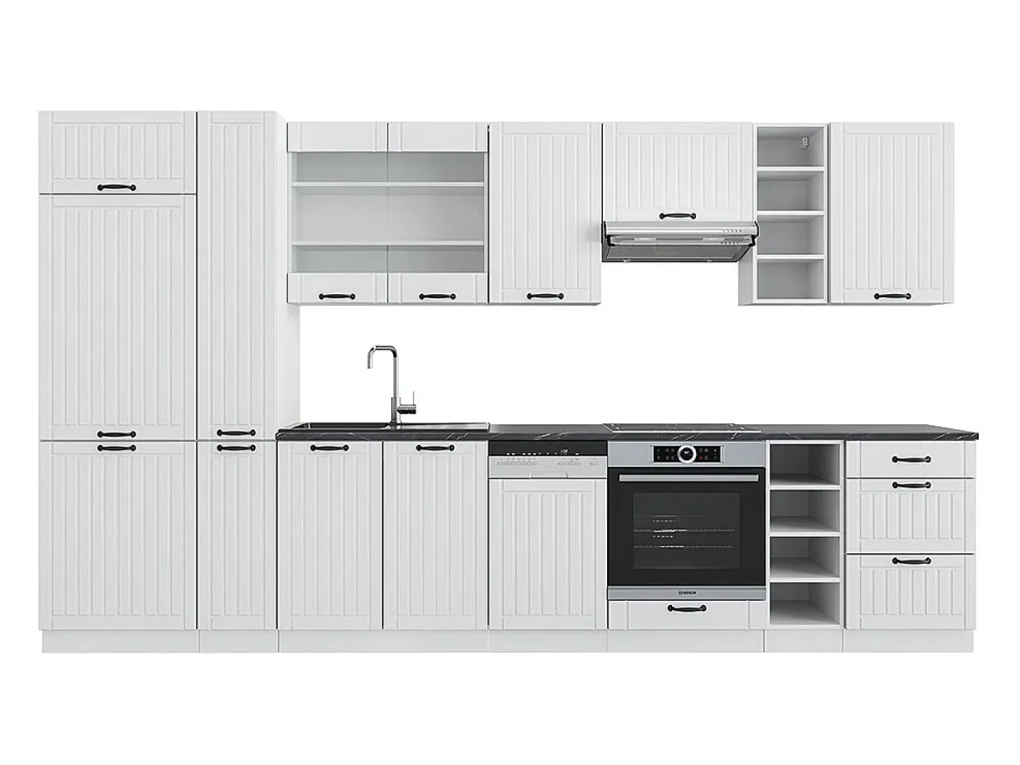 Mueble de cocina casa de campo blanca/blanca 355x60x81.6 fame-line