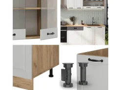 Mueble de cocina casa de campo blanca/roble dorado 300x60x81.6 r-line