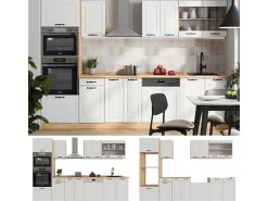 Mueble de cocina casa de campo blanca/roble dorado 300x46x81.6 r-line