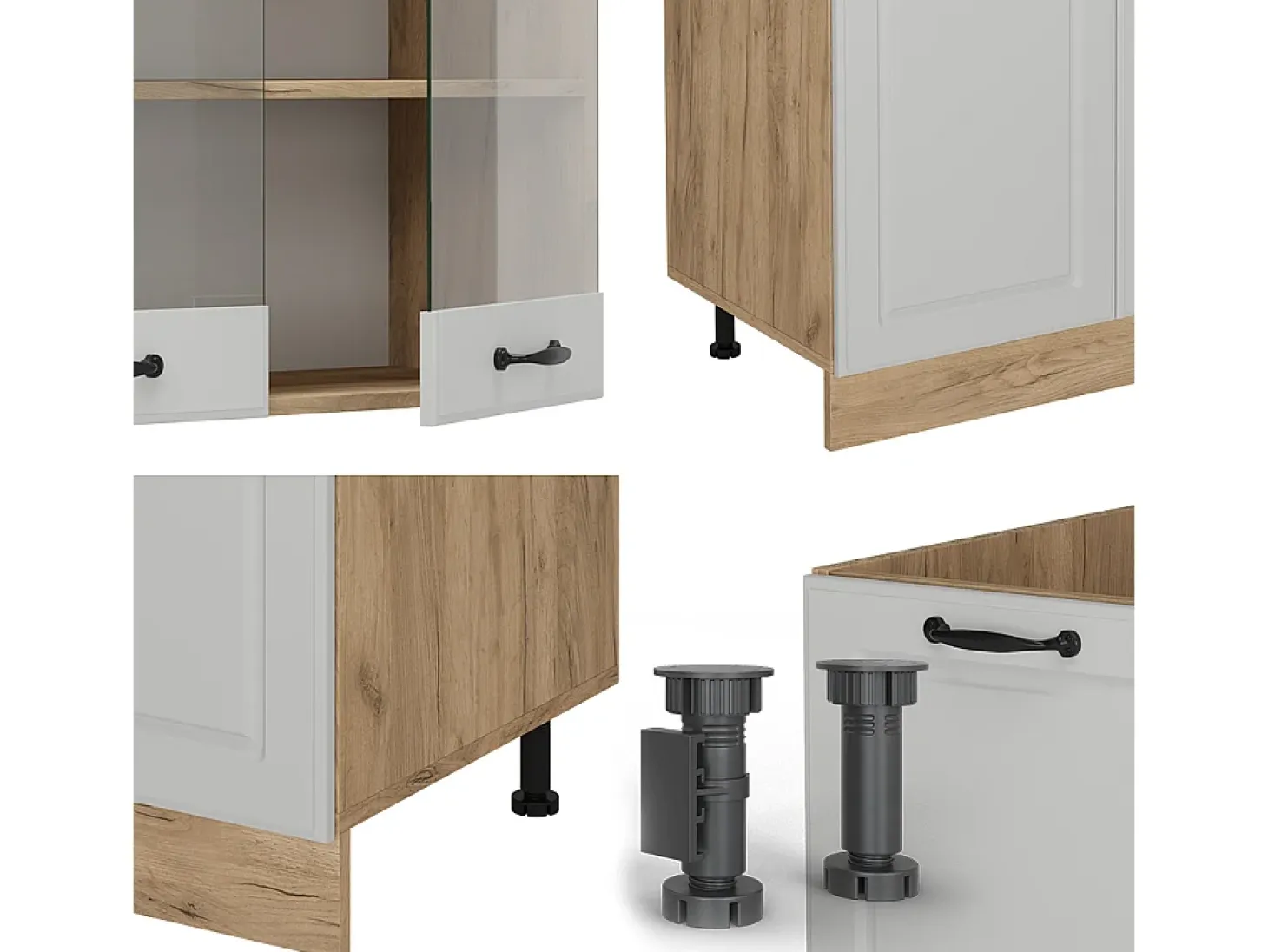 Mueble de cocina casa de campo blanca/roble dorado 300x46x81.6 r-line