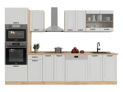 Mueble de cocina casa de campo blanca/roble dorado 300x46x81.6 r-line