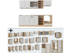 Mueble de cocina casa de campo blanca/roble dorado 240x46x81.6 r-line