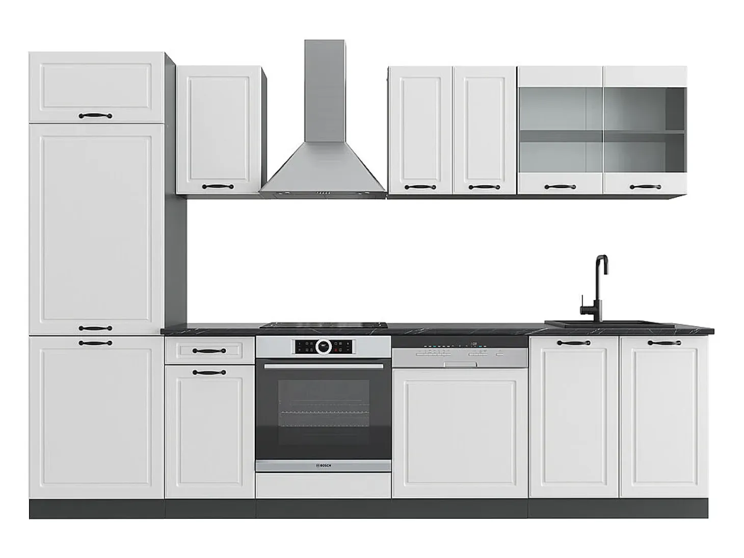 Mueble de cocina casa de campo blanca/antracita 300x46x81.6 r-line