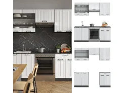 Mueble de cocina casa de campo blanca/antracita 200x60x81.6 fame-line