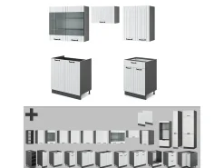 Mueble de cocina casa de campo blanca/antracita 200x60x81.6 fame-line