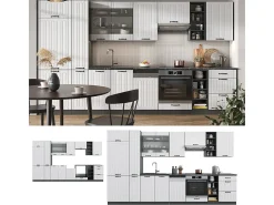 Mueble de cocina casa de campo blanca/antracita 355x60x81.6 fame-line