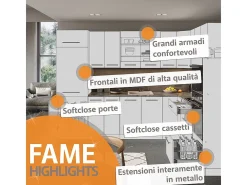 Mueble de cocina casa de campo blanca/antracita 355x60x81.6 fame-line