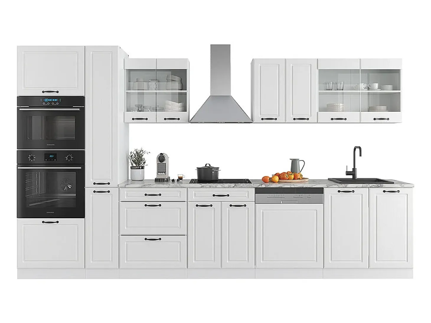 Mueble de cocina casa de campo blanca/blanca 350x46x81.6 r-line
