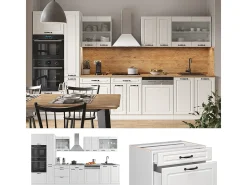 Mueble de cocina casa de campo blanca/blanca 350x46x81.6 r-line