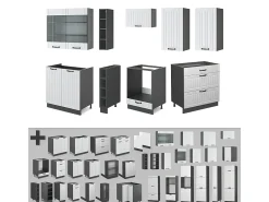 Mueble de cocina casa de campo blanca/antracita 235x60x81.6 fame-line