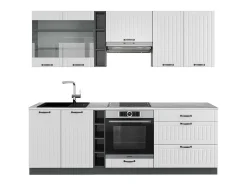 Mueble de cocina casa de campo blanca/antracita 235x60x81.6 fame-line