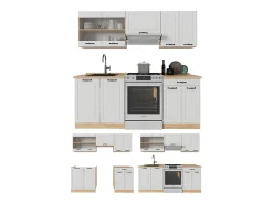 Mueble de cocina casa de campo blanca/roble dorado 200x60x81.6 r-line