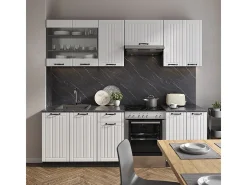 Mueble de cocina casa de campo blanca/antracita 240x60x81.6 fame-line
