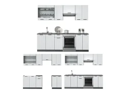 Mueble de cocina casa de campo blanca/antracita 240x46x81.6 fame-line