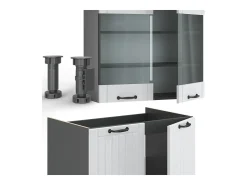 Mueble de cocina casa de campo blanca/antracita 240x46x81.6 fame-line