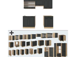 Mueble de cocina casa de campo antracita/roble dorado 200x46x81.6 r-line