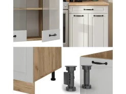 Mueble de cocina casa de campo blanca/roble dorado 200x60x81.6 r-line