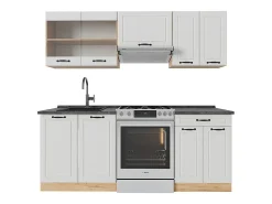 Mueble de cocina casa de campo blanca/roble dorado 200x60x81.6 r-line