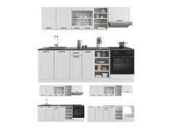 Mueble de cocina casa de campo blanca/blanca 240x60x81.6 r-line