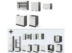 Mueble de cocina casa de campo blanca/antracita 200x60x81.6 r-line