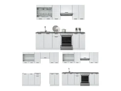 Mueble de cocina casa de campo blanca/blanca 240x60x81.6 fame-line
