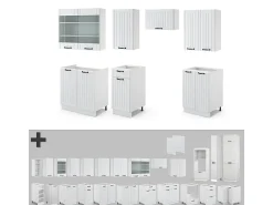 Mueble de cocina casa de campo blanca/blanca 240x60x81.6 fame-line