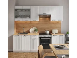 Mueble de cocina casa de campo blanca/blanca 240x60x81.6 fame-line