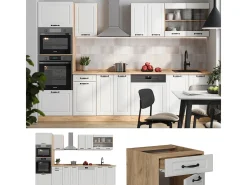 Mueble de cocina casa de campo blanca/roble dorado 300x60x81.6 r-line