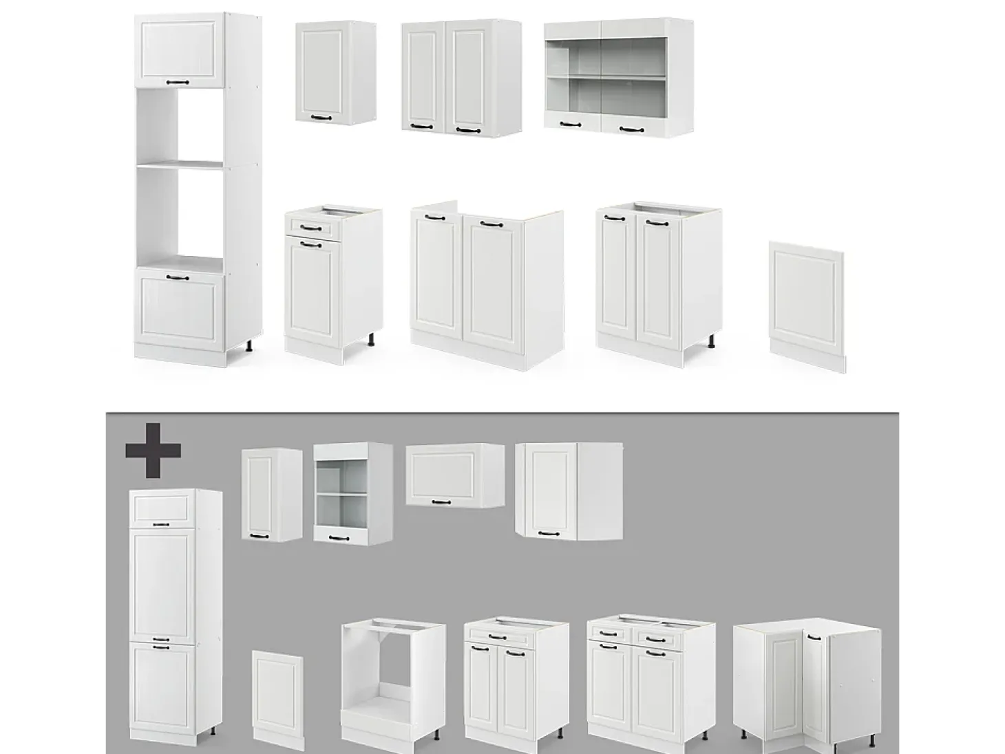Mueble de cocina casa de campo blanca/blanca 300x60x81.6 r-line
