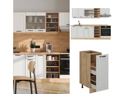 Mueble de cocina casa de campo blanca/roble dorado 240x60x81.6 r-line