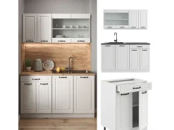 Mueble de cocina casa de campo blanca/blanca 140x60x81.6 r-line