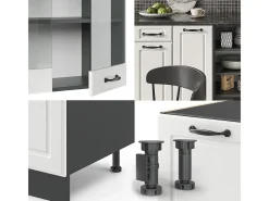 Mueble de cocina casa de campo blanca/antracita 240x60x81.6 r-line