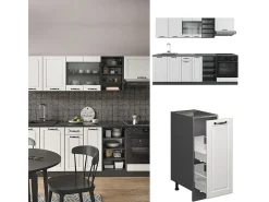 Mueble de cocina casa de campo blanca/antracita 240x60x81.6 r-line