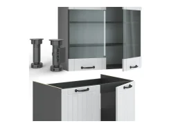 Mueble de cocina casa de campo blanca/antracita 235x60x81.6 fame-line