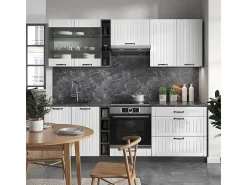 Mueble de cocina casa de campo blanca/antracita 235x60x81.6 fame-line