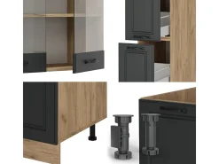 Mueble de cocina casa de campo antracita/roble dorado 350x46x81.6 r-line
