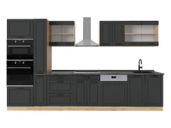 Mueble de cocina casa de campo antracita/roble dorado 350x46x81.6 r-line